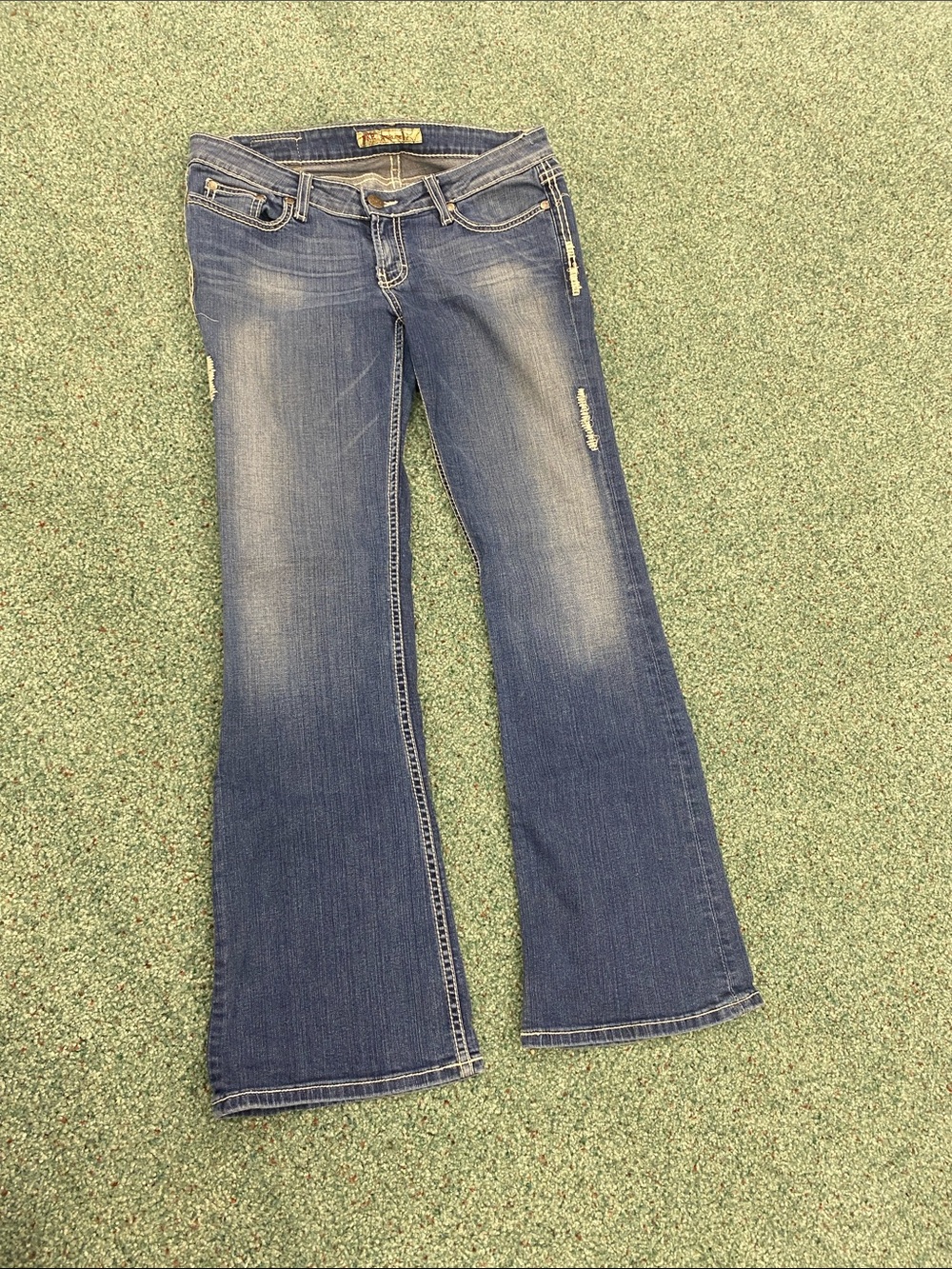 BKE Women's Blue Flare Jeans with Faded Wash